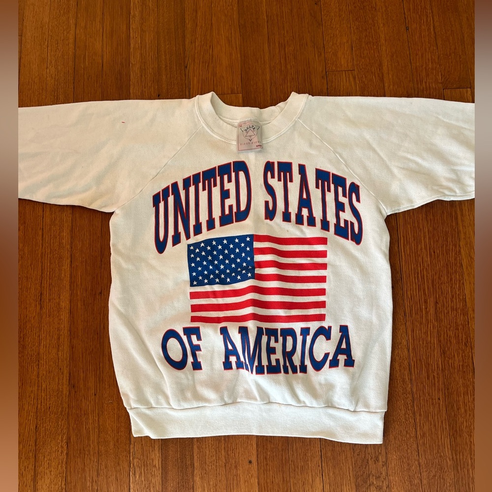 VTG USA Delta Fifty Fifty White Sweatshirt Adult Size Medium (see measurements)